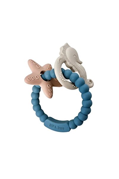 Flippy Baby Teether Bracelet, Seahorse & Starfish Design, Silicone, BPA-free, +3 months, Blue