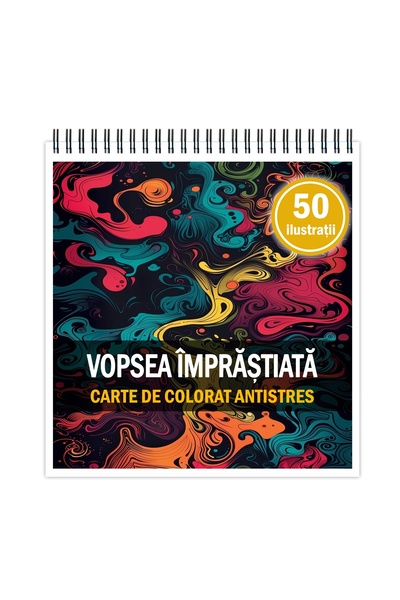 Legendary Gifts Carte de colorat antistres, 50 de ilustrații cu vopsea împrăștiată, Format: A4,