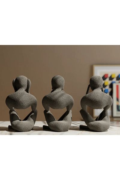 3d model s Set of Three Monkey Figures