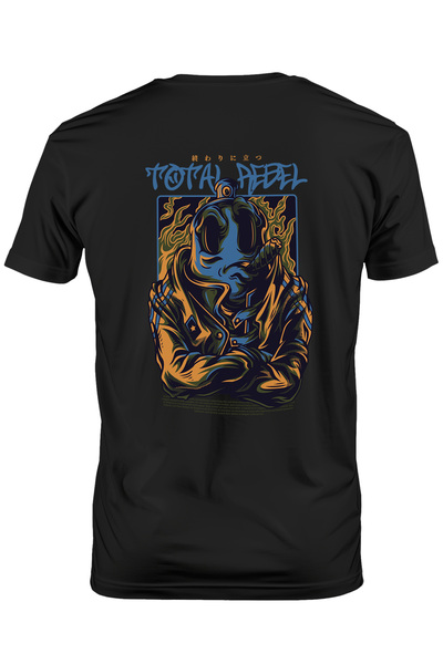 StoryGift Romania Tricou bărbătesc cu text albastru în engleză Total Rebel, B...