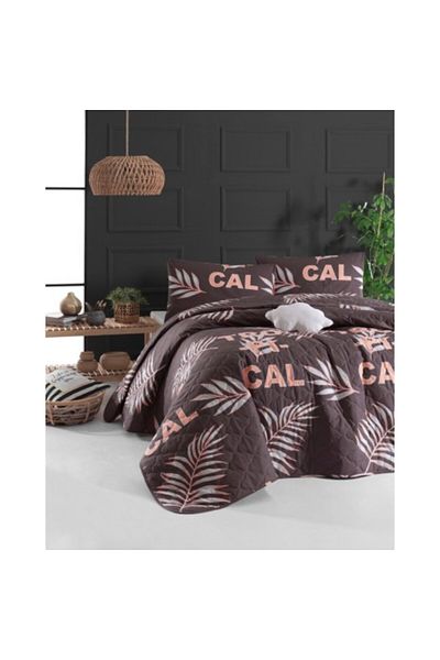 Enlora Home Quilted duvet with 1 pillowcase, 1 person, Enlora Home, Tropical Brown