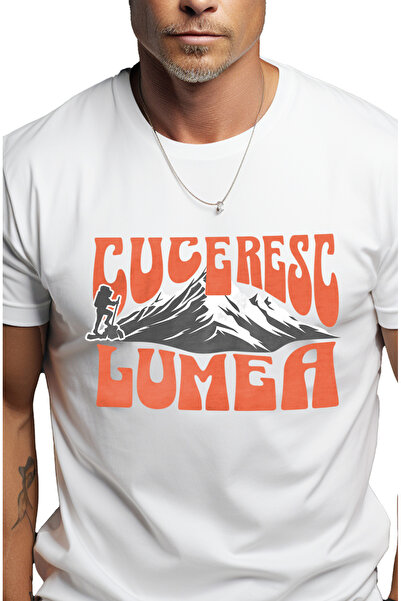 StoryGift Romania Men's T-shirt conquer the world hiking on high mountains, nature, camping with print on the front, STG