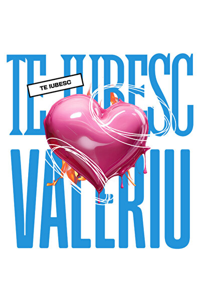 StoryGift Romania Sticker Eticheta 50CM Te Iubesc Valeriu, Dragoste, Inima, I...