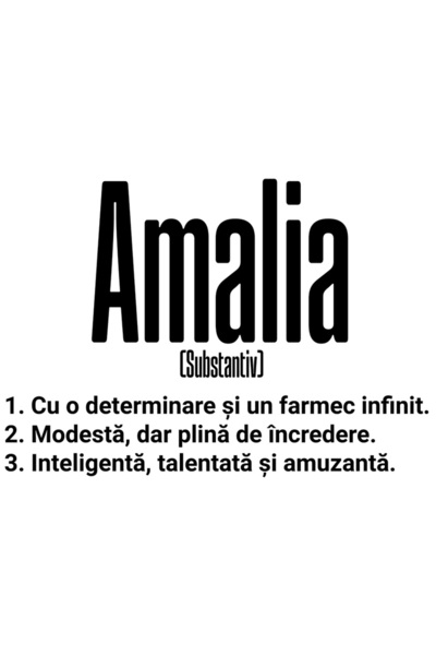 StoryGift Romania Sticker Adeziv 90CM Cu Numele Amalia, si Mesaj Motivational, Determinare, Modesta, Inteligenta