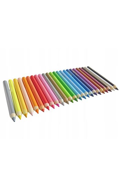 zola Set 24 de creioane, rotunde, multicolore cu ascutitoare, 15 cm