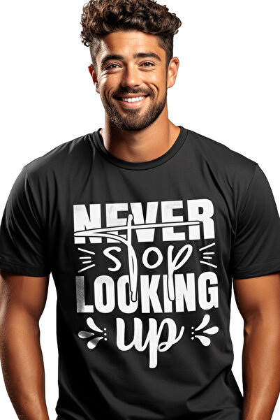 StoryGift Romania Tricou bărbătesc cu text motivațional „nu te opri niciodată...