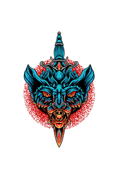 StoryGift Romania Sticker Adeziv 90CM Cu Cap De Liliac, Monstru, Pumnal, Zange, Cerc, Stropi, cu Margini Albe,