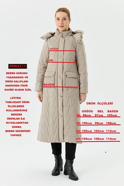 Günay Karaca Ahval Inflatable Women's Winter Coat Fiber Filling Hooded 6044