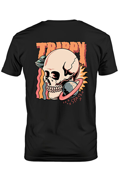 StoryGift Romania Tricou bărbătesc cu mesaj englezesc trippy, craniu, soare, ...