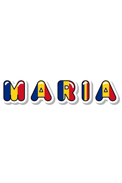 StoryGift Romania Sticker Eticheta 50CM Cu Numele Maria, Romania, Suporter, Steagul Romaniei, Patriot cu Margini