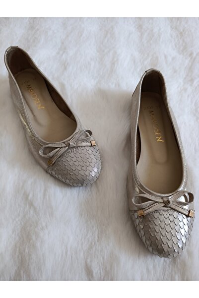 Ay Shoes Kadın Siyah Bej Hakiki Deri 34-42 Numara Babet