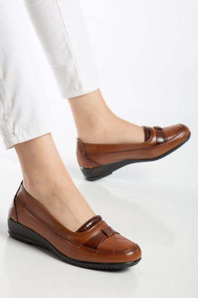 THE FRİDA SHOES Siyah Dolgu Topuk İçi Hakiki Deri Günlük Ortopedik Klasik Kad...