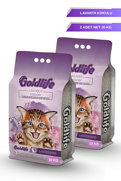 Goldlife GOLD LİFE Lavanta Kokulu ince Taneli Kedi Kumu - (Net 10 KG.x 2 Adet)
