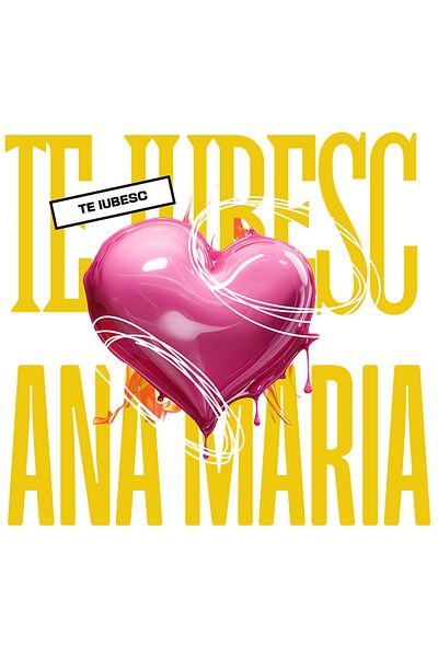 StoryGift Romania Sticker Eticheta 50CM Te Iubesc Ana Maria, Dragoste, Inima, Iubire, Sfantul Valentin, Dragobet