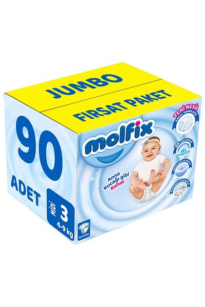 Molfix Baby Diaper Size:3 (4-9kg) Midi 90 Pieces Jumbo Fırsat Pk
