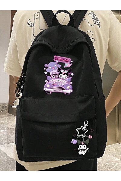 Minga London Breloc pentru chei de mașină Kuromi negru, imprimat pentru școal...