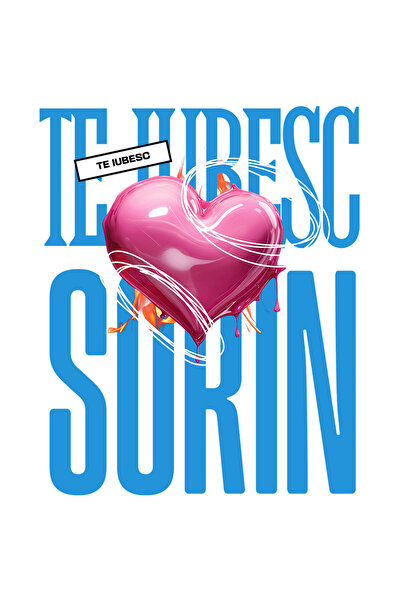 StoryGift Romania Sticker Adeziv 90CM Te Iubesc Sorin, Dragoste, Inima, Iubir...