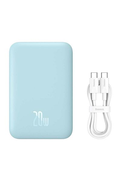 Baseus Baterie externă, magnetică, încărcare rapidă, MagSafe, USB-C, 6000mAh, 20W, mini magnetică, albastră
