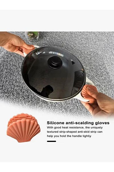 Vitastyle DENİZ KABUĞU ŞEKLİNDE ÇİFT TENCERE/TAVA/FIRIN TUTACAĞI PEMBE