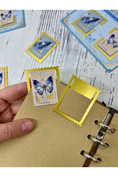 Kağıt Gemi Dükkan Elegant Butterflies Blue Color Metal Set of 2 Bookmarks/Paper Clips/Bookmark