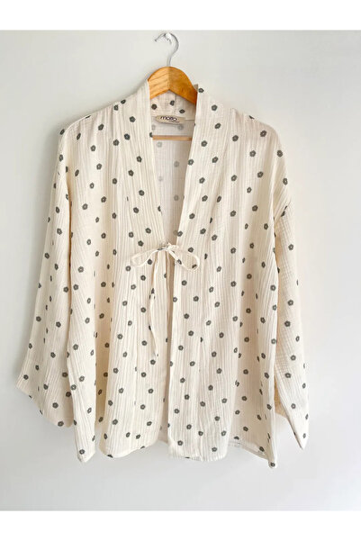 Motto Collection Haki Çiçekli Müslin Kimono
