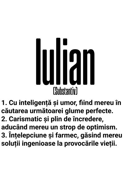 StoryGift Romania Sticker Adeziv 90CM Cu Numele Iulian, Inteligenta, Umor, Ca...