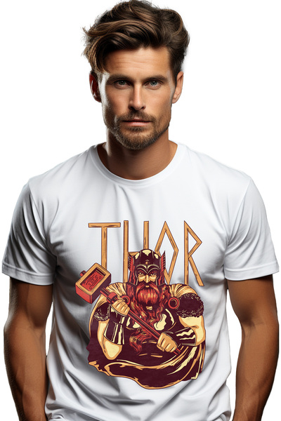 StoryGift Romania Tricou Barbati Cu Portret Luptator Istoric Cu Ciocan, Luptator Greac, Thor, Viking, Iubito STG