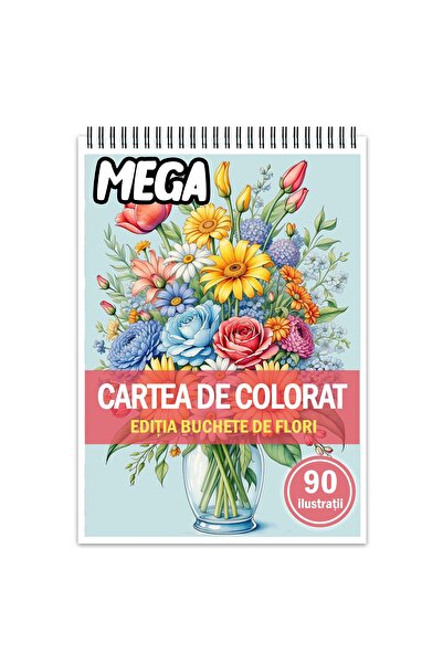 Legendary Gifts Mega carte de colorat antistres, 90 de ilustrații cu buchete ...