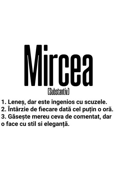StoryGift Romania Sticker Eticheta 40CM Cu Numele Mircea, Amuzant, Lenes, Haios, Funny, Personalizat, Cadou cu M