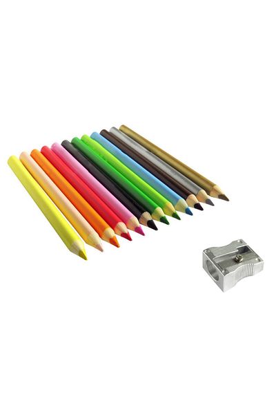 zola Set creioane colorate cu ascutitoare, 12bucati, rotunde, textuta groasa, multicolore, 15 cm