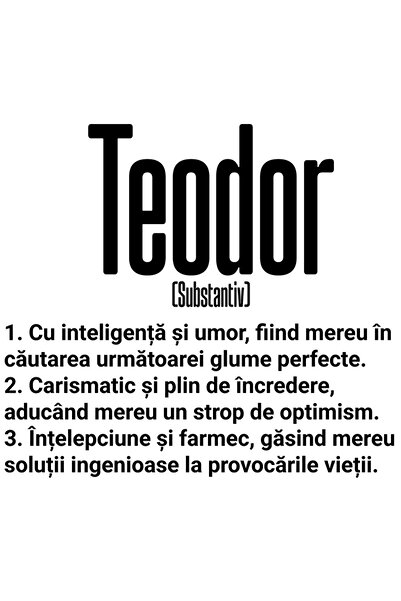 StoryGift Romania Sticker Adeziv 90CM Cu Numele Teodor, Inteligenta, Umor, Ca...