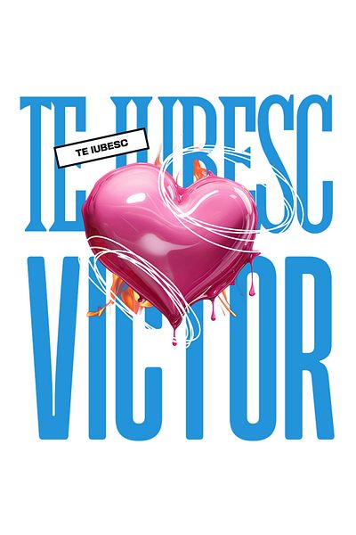 StoryGift Romania Sticker Adeziv 90CM Te Iubesc Victor, Dragoste, Inima, Iubire, Sfantul Valentin, Dragobete, Va