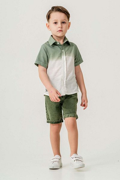 Gold Class Kidswear Short Sleeve Button 2 Piece Linen Boy Shorts Suit