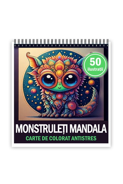 Legendary Gifts Carte de colorat antistres, 50 de ilustrații cu Mandala Monst...