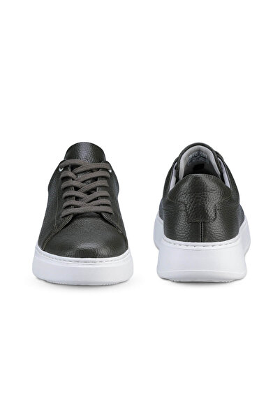 Hatemoğlu Men's Khaki 100% Leather Flexible Sole Lace-Up Casual Shoes Sneaker