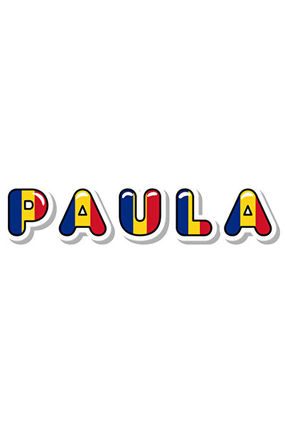 StoryGift Romania Sticker Eticheta 40CM Cu Numele Paula, Romania, Suporter, S...