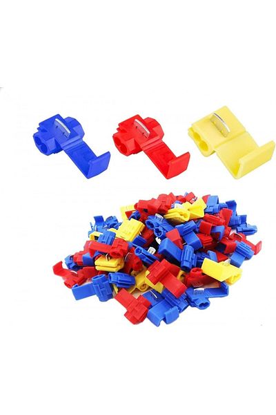 Shentian Set of 100 Shentian automotive wire terminal connectors, blue/red/yellow, plastic/copper