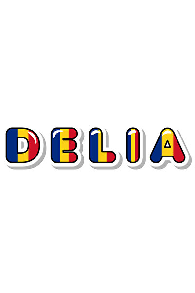 StoryGift Romania Sticker Adeziv 90CM Cu Numele Delia, Romania, Suporter, Ste...