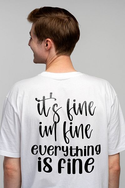 StoryGift Romania Men's T-shirt for those who believe that everything is fine with print on the back, 100 STG