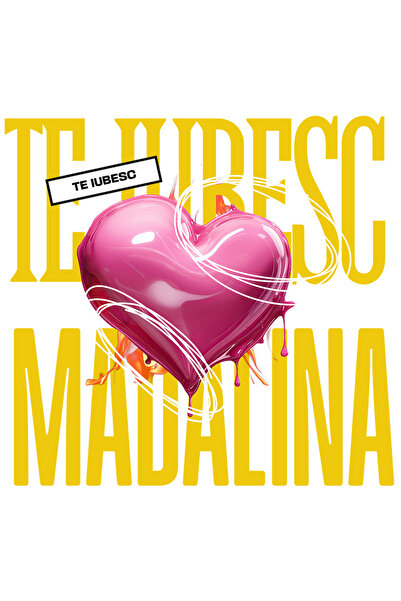 StoryGift Romania Sticker Adeziv 90CM Te Iubesc Madalina, Dragoste, Inima, Iu...