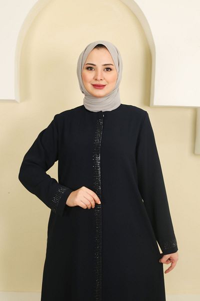 Moda İncir 8013 Μοντέλο Κοντό Μακρύ Πέτρινο Λεπτομερές Ferace