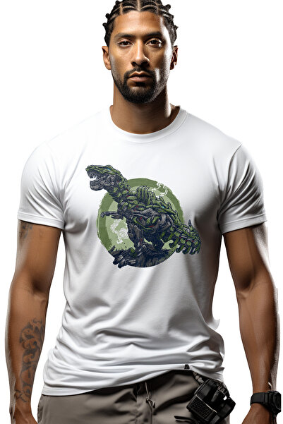 StoryGift Romania Tricou bărbătesc cu dinozaur, robot, sf, t-rex, cu imprimeu...