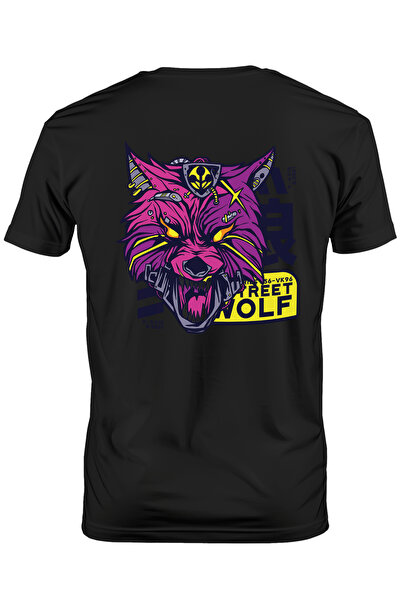 StoryGift Romania Tricou bărbătesc cu mesaj Street Wolf, Wolf, Robot, Mecha, ...