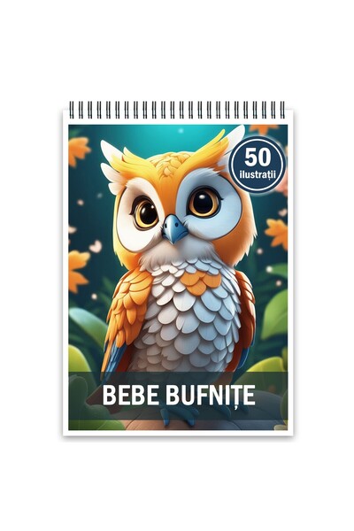 Legendary Gifts Carte de colorat, 50 de ilustrații, pui de bufniță, 106 pagini