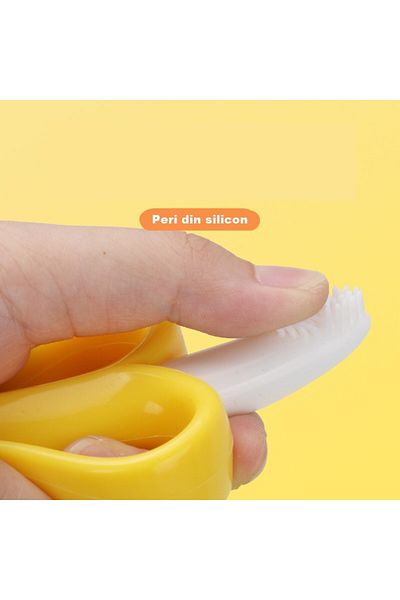 Flippy Jucărie Gingivală Bebe, Banană, Silicon Non-Toxic, Mânere Grip, 10.5x5.9 cm, Galben