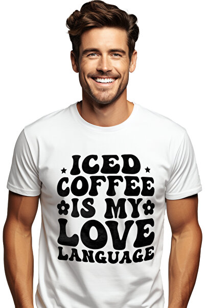 StoryGift Romania Tricou bărbătesc cu floricele de porumb și textul „iced cof...