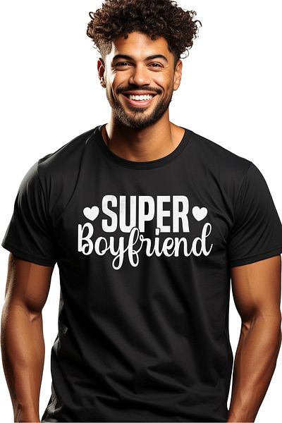 StoryGift Romania Men's T-shirt for the loyal boyfriend with the message in English "Super boyfriend" with print on STG
