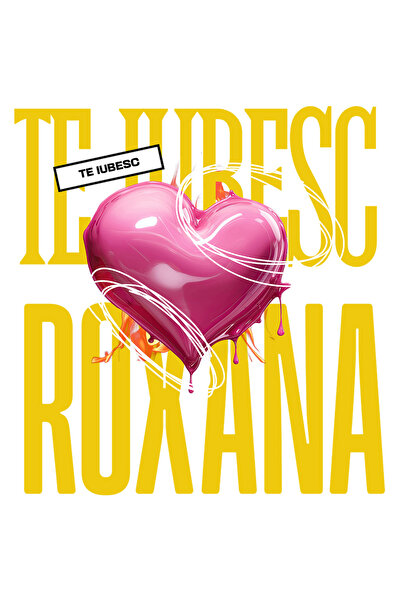 StoryGift Romania Sticker Autocolant 70CM Te Iubesc Roxana, Dragoste, Inima, Iubire, Sfantul Valentin, Dragobete