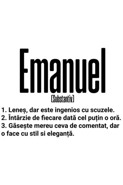 StoryGift Romania Sticker Eticheta 50CM Cu Numele Emanuel, Amuzant, Lenes, Ha...