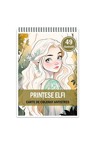Legendary Gifts Carte de colorat antistres, 49 de ilustrații cu prințese elfe, 104 pagini, format: A4,